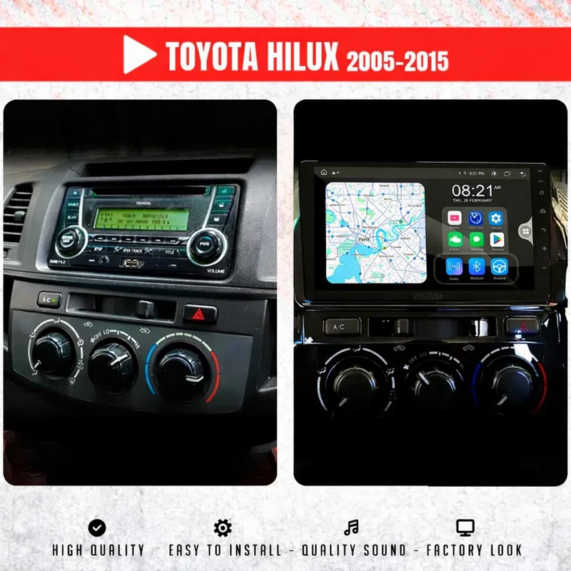 Premium 4/64GB Hilux & Fortuner D4D Radio | Wireless CarPlay, Android Auto & Reverse Camera - (2005–2015)