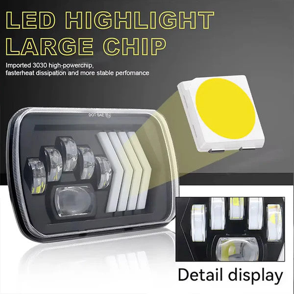 Universal 7-Inch Dual Function LED Projector Square Headlight