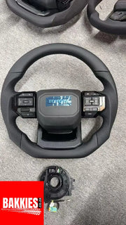 LC250 GR Style Toyota Hilux Land Cruiser 70 Series Full Leather Steering Wheel Sport - Black Hilux