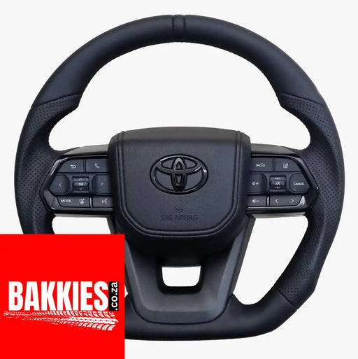 VX300 Toyota Land Cruiser 70 Series Full Leather Steering Wheel - Black Stripe Steering Wheel